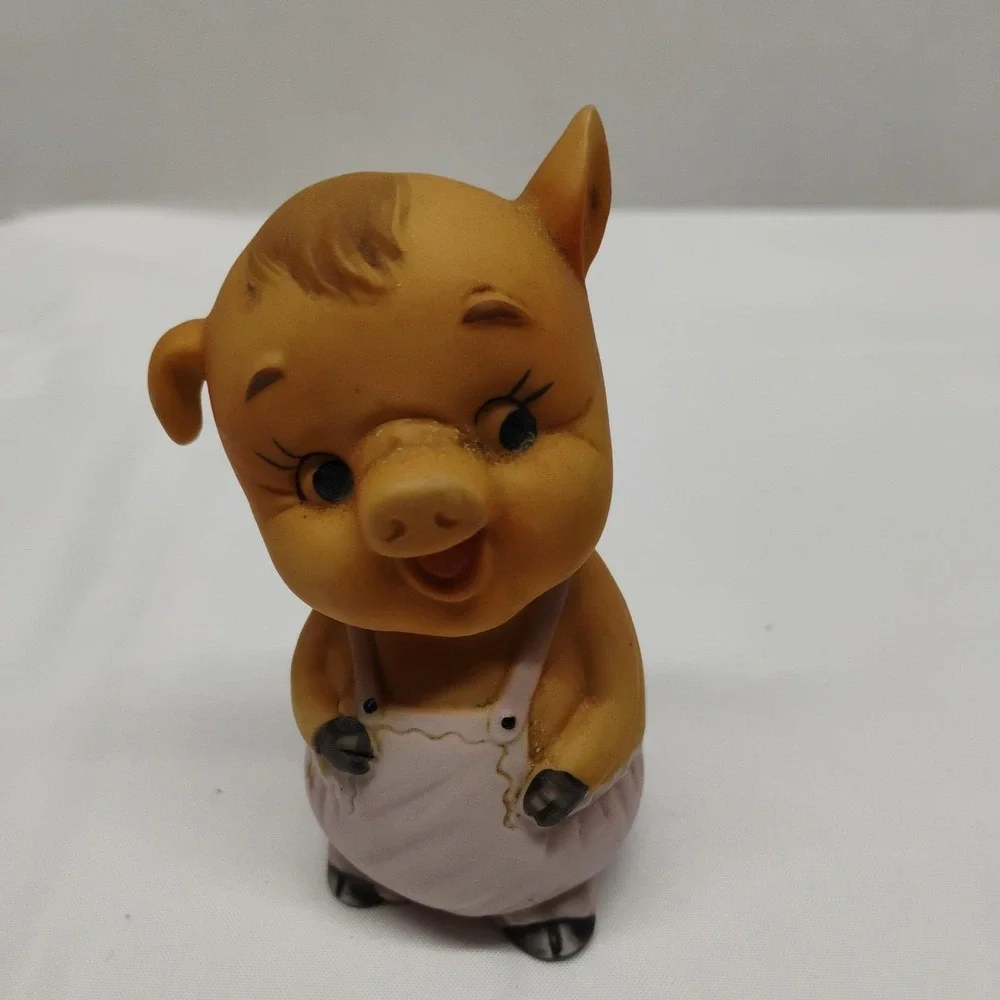 1970's Vintage Anthropomorphic Pigs in Overalls Salt Pepper Shakers 3.5